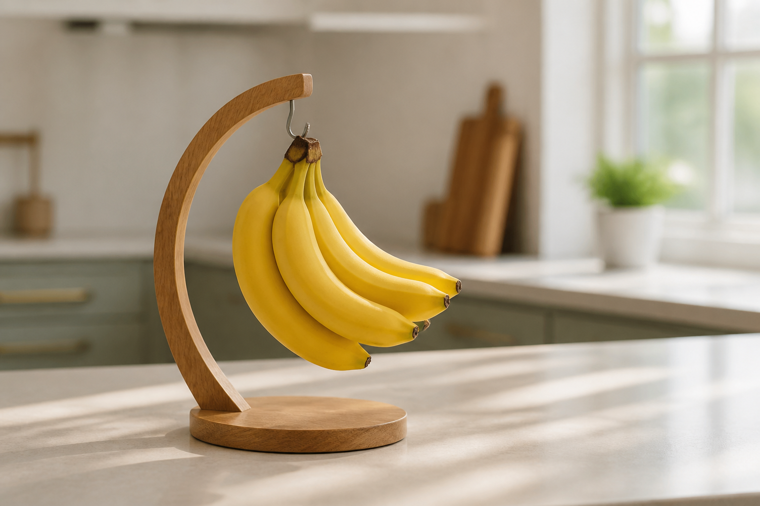 A wooden banana hanger